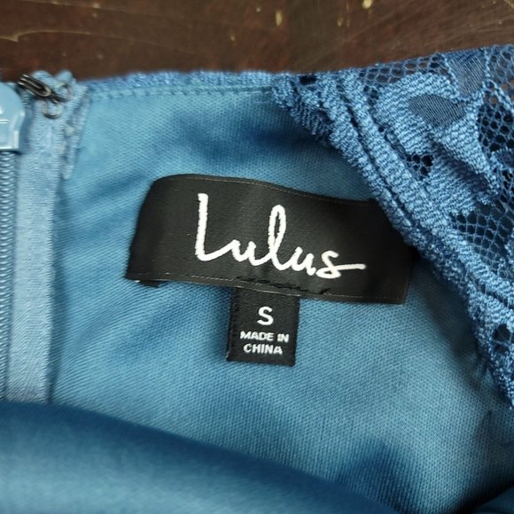 Lulu's Womens S Dress Truly Stunning Slate Blue Skater Dress‎ NWT I9D1437 - Picture 2 of 12